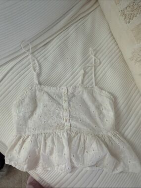 Patrons of Peace White Eyelet Peplum Camisole
